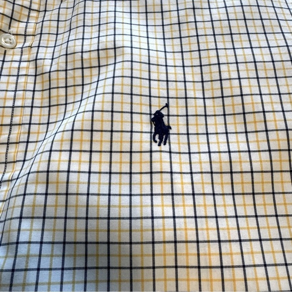 Ralph Lauren Men's Checkered Button Down Shirt - Yellow and Blue - Picture 5 of 5